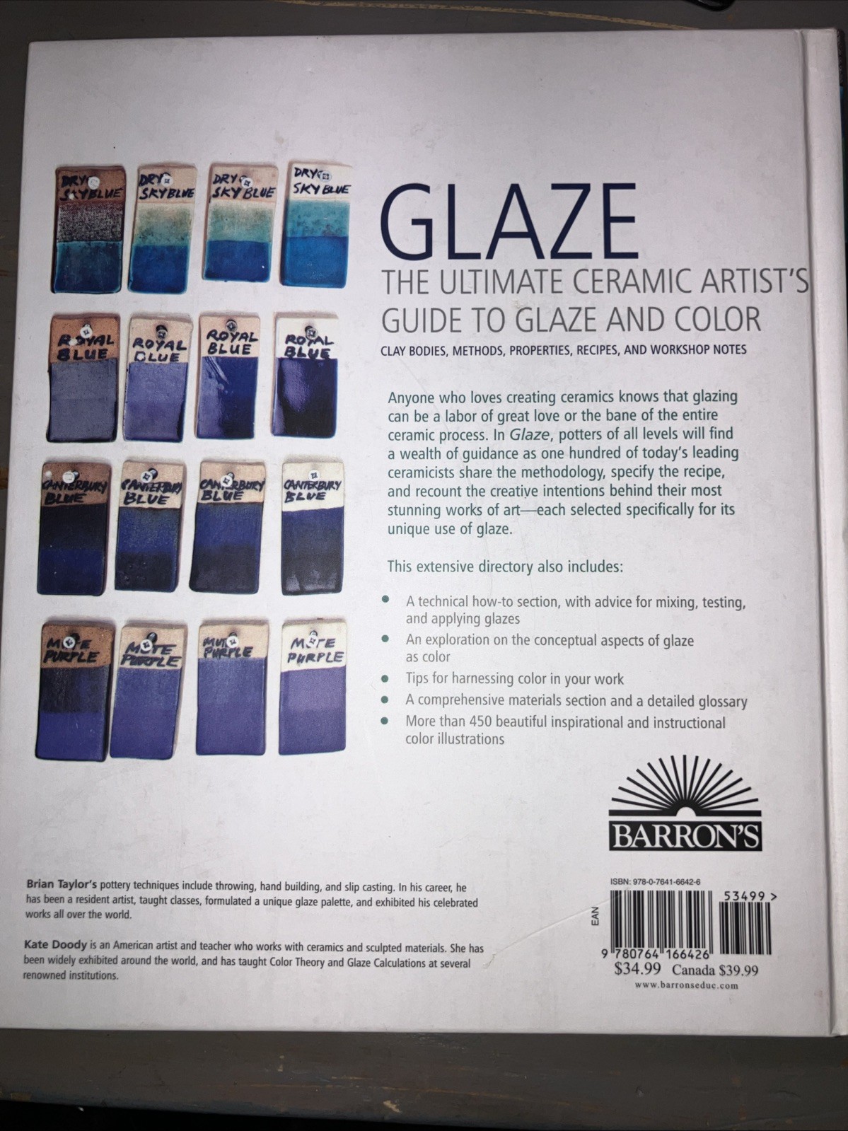 Glaze The Ultimate Ceramic Artist’s Guide to Glaze and Color HC Taylor 2014 Good