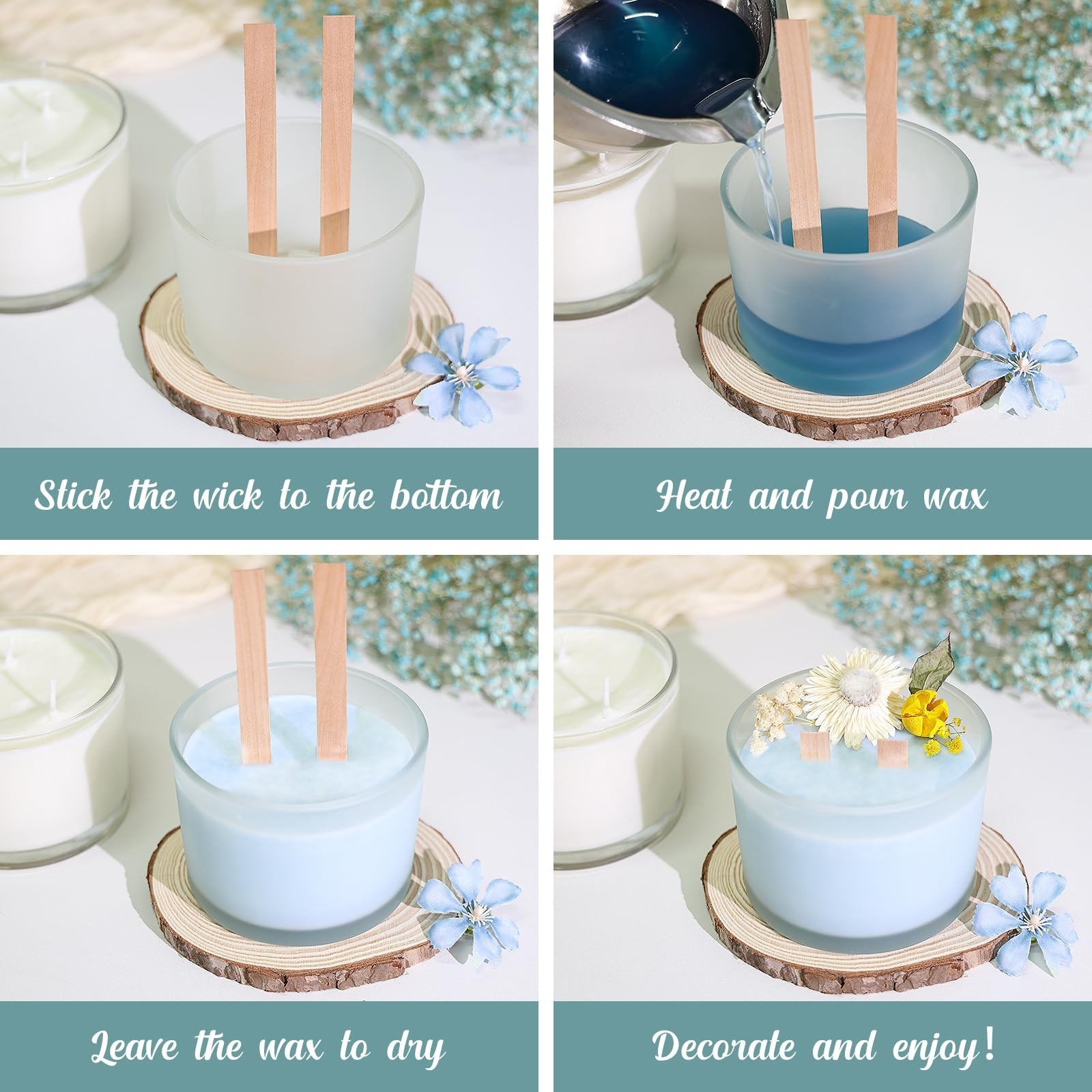 SUPMIND 16oz 3 Wick Candle Jars 6 Pack – Large Empty Frosted Glass Candle Mak…