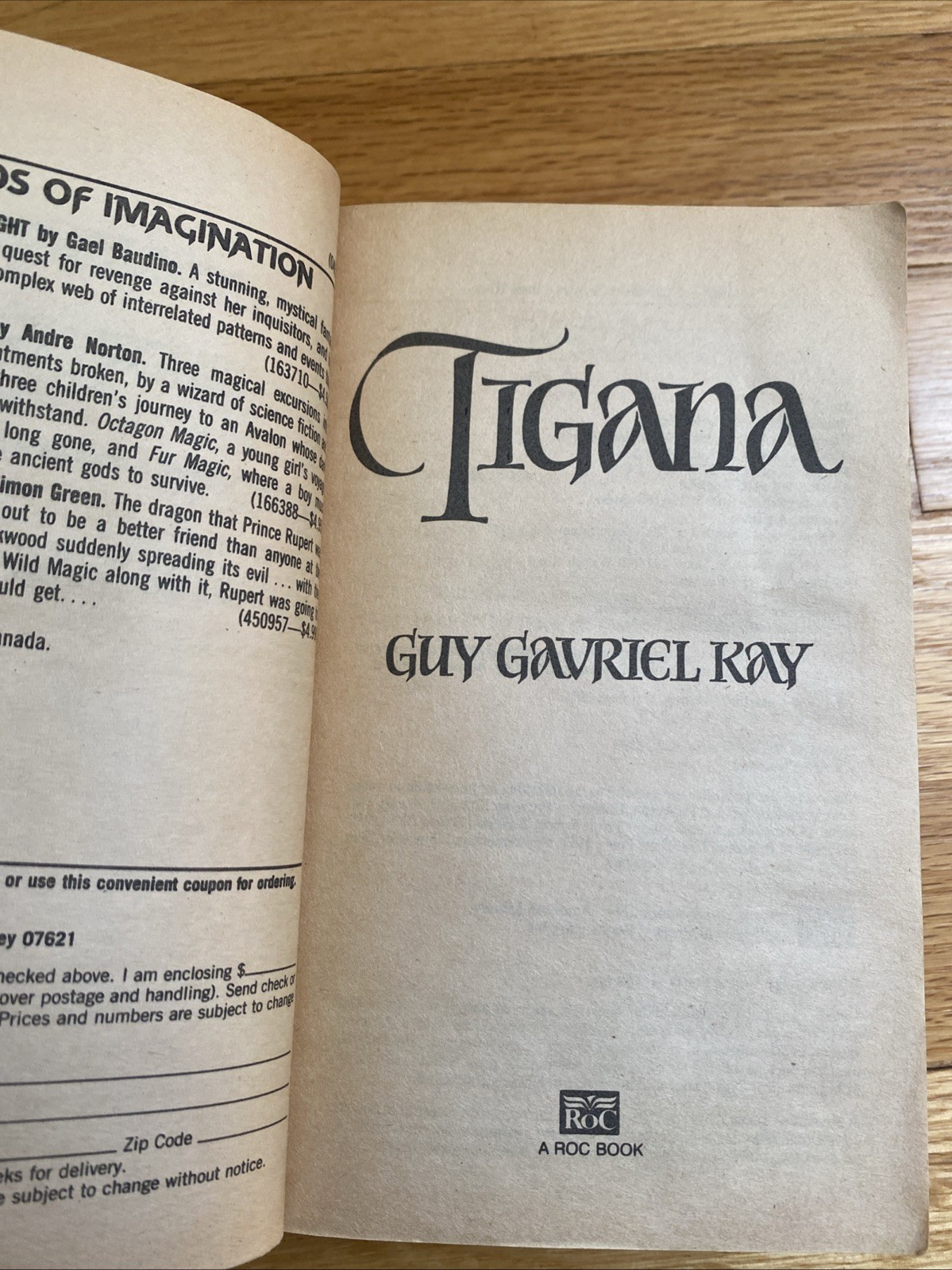 Tigana Guy Gavriel Kay Vintage 1991 Roc First Mass Market Printing Paperback