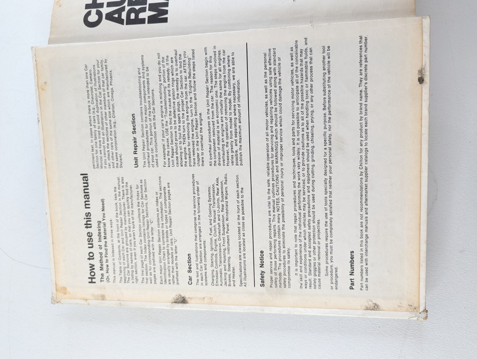Chilton’s American Cars 1973-1980 Auto Repair Manual Hardcover 1980