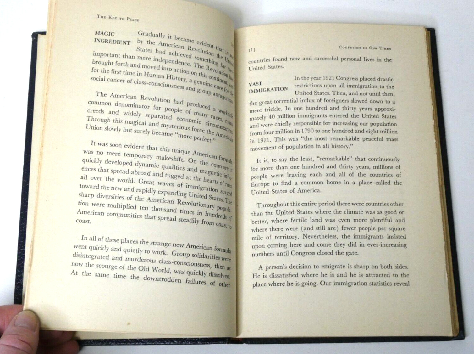 The Key to Peace by Clarence Manion (1951, HC) VTG Heritage Foundation Book