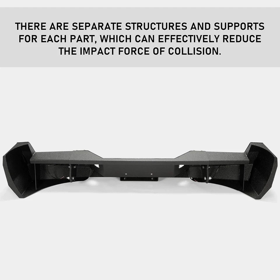Rear Bumper Compatible with 2005-2015 Toyota Tacoma W/ 18W Led Lights License Pl