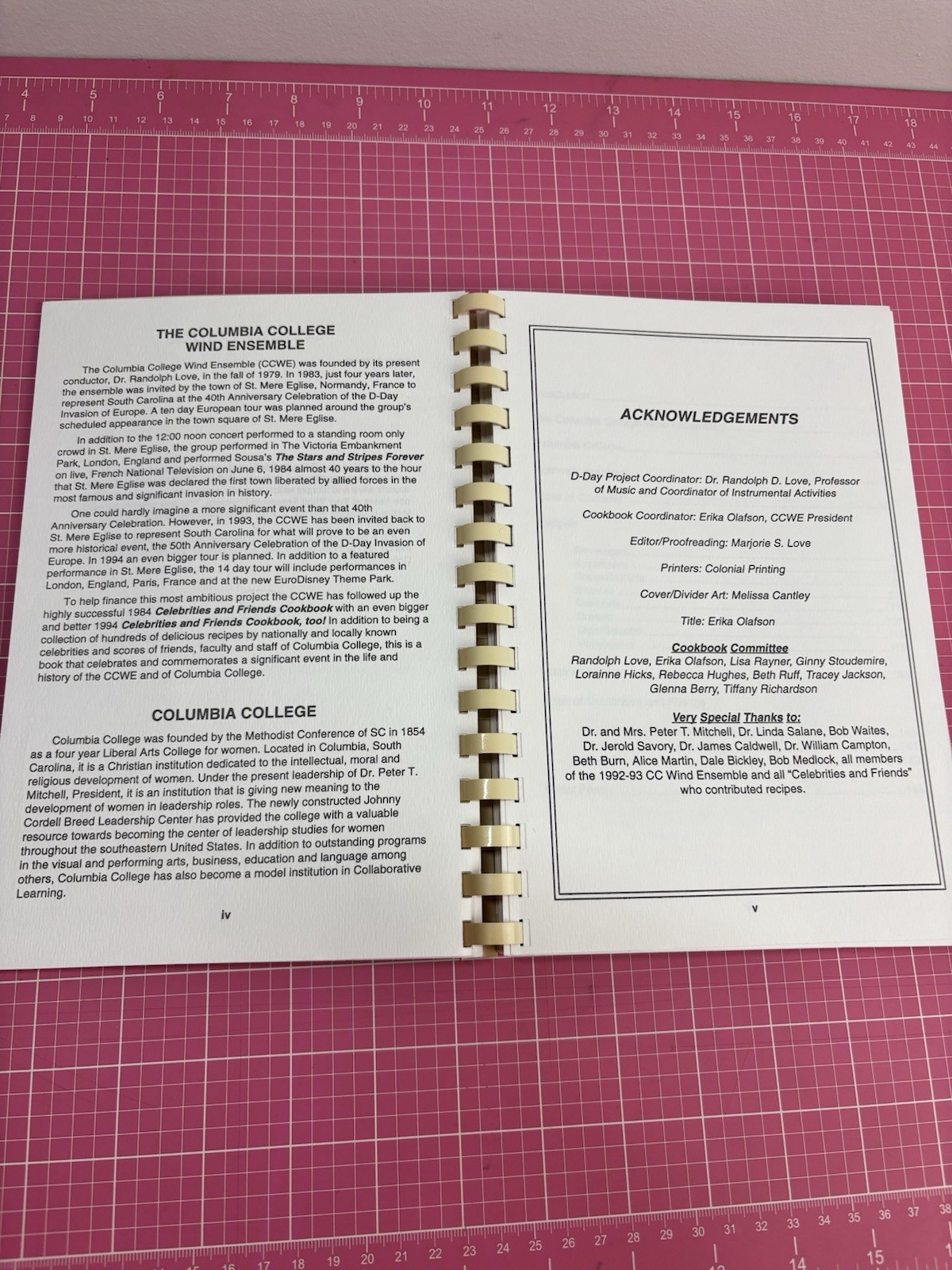 Celebrities & Friends Cookbook, too Columbia College of SC Wind Ensemble 1994