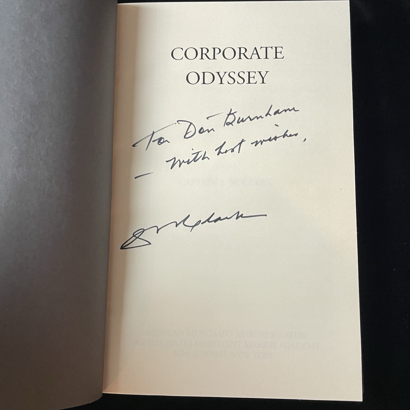 Corporate Odyssey Captain J W Clark Signed Hardcover Book Delta Steamship Lines