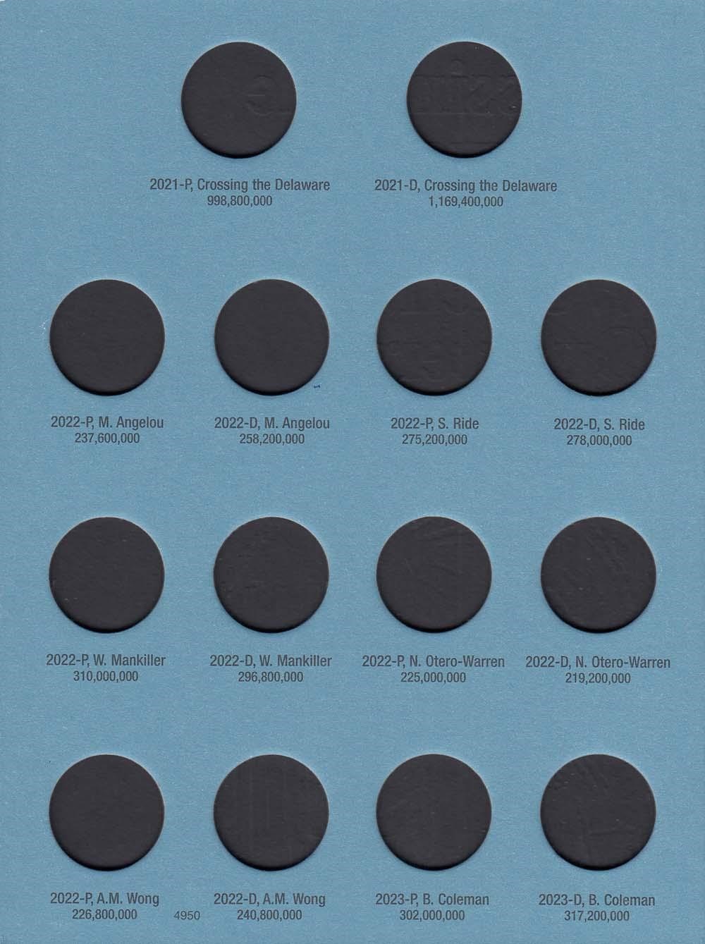 Whitman Coin Folder Crossing the Delaware & American Women Quarters 2021-2025 PD